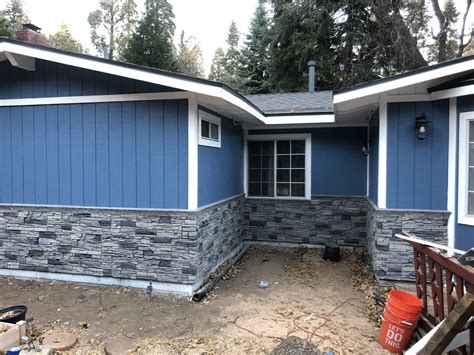 houses with vinyl siding with a metal wainscot|exterior wainscot.